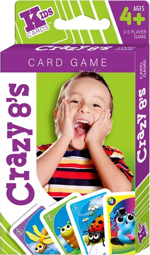 JA-RU Juego de cartas de Crazy 8 (4.7 x 3 pulgadas) clásico juego de cartas Crazy Eights para niños, divertidos juegos de recreo interior para aula,