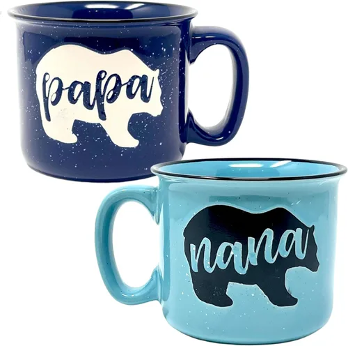 Nana y Papa Oso Linda Taza de Café de 15 oz para Abuela, Anciana - Regalos para Abuela, Día de la Madre, Día del Padre, Navidad, Cumpleaños (Set de