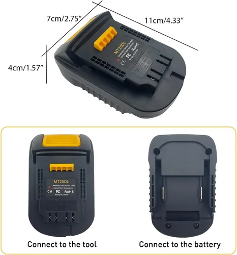 Miniatura 6 de Adaptador de batería MT20DL para Makita para Dewalt, para batería Makita de 18 V Convertir a para herramientas eléctricas Dewalt 20V (sin batería)