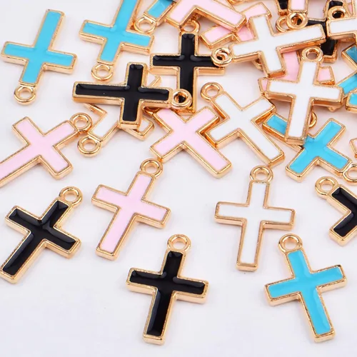 Miniatura 4 de 40 dijes de cruz esmaltada de crucifijo de aleación de Jesús bendición cruz, suministros de manualidades para manualidades, collares, pulseras