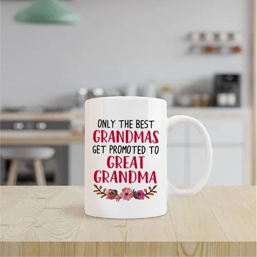 Miniatura 2 de Taza de cerámica con texto en inglés «Only The Best Grandmas Get Promoted to Great Grandma», taza de té con leche de 11 onzas, regalo de cumpleaños