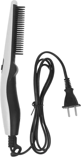 FOMIYES Peine para alisar el cabello y alisador de barba - Peine de peluquería portátil eléctrico, color blanco