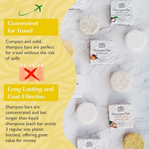 Miniatura 7 de Barra de champú sólido orgánico para cabello seco, rizado y adelgazante Nutrición profunda con aceite de marula y manteca de karité, manteca