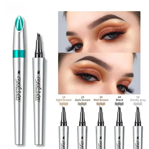 Miniatura 6 de Lápiz microblading para cejas, maquillaje de ojos, micro 4 puntos para levantar y arrebatar cejas de larga duración, impermeable, cabello natural 01