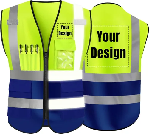 Miniatura 21 de Chaleco de seguridad de alta visibilidad Personaliza tu logotipo chaleco de seguridad protector, Amarillo