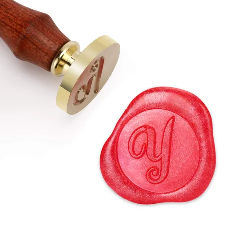 Miniatura 9 de Sello de cera Mceal, sello de latón con mango de madera, sello grande de 30 mm, letra H caligráfica