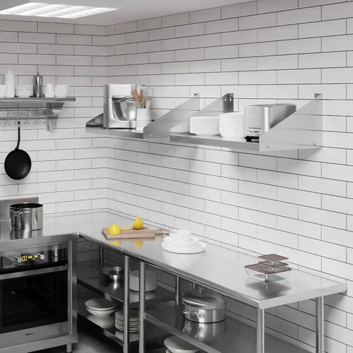 Miniatura 7 de AmGood Estante de pared de acero inoxidable con protectores laterales (30 pulgadas de largo x 18 pulgadas de profundidad)