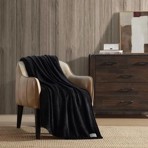 Miniatura 5 de Eddie Bauer - Manta de tamaño king, ropa de cama ultra suave de felpa, ribete con dobladillo para un acabado a medida, manta para sofá y cama (negro)