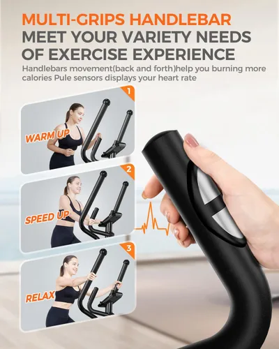Miniatura 3 de pooboo Elliptical Exercise Machine,Elliptical Machine for Home with Hyper-Quiet Magnetic Driving System&LCD Monitor, Elliptical Trainers with 15.5IN
