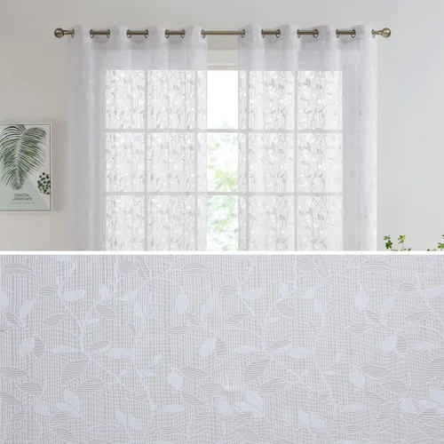 Miniatura 8 de HLC.ME Joyce - Cortina de encaje transparente para cocina, cafetería, para ventanas pequeñas, cocina y baño, 30 pulgadas de ancho x 36 pulgadas