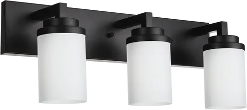 Miniatura 11 de TODOLUZ Lámpara de baño de 3 luces con pantallas de vidrio blanco ópalo, iluminación moderna de baño sobre espejo de níquel cepillado para cocina