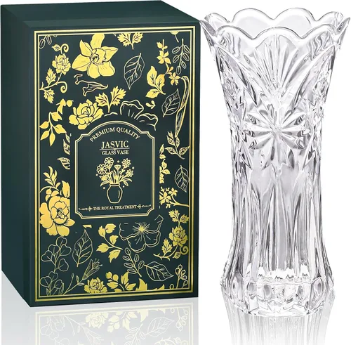 Miniatura 10 de Jarrón de cristal de 12 pulgadas para flores con caja de regalo de lujo, elegantes jarrones transparentes altos para el día de la madre, boda