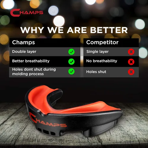 Miniatura 5 de Champs MMA Protector Bucal Transpirable para Boxeo, MMA, Jiu Jitsu, Muay Thai, Lucha Libre y Deportes de Combate – Diseño de Fácil Ajuste, Hervir
