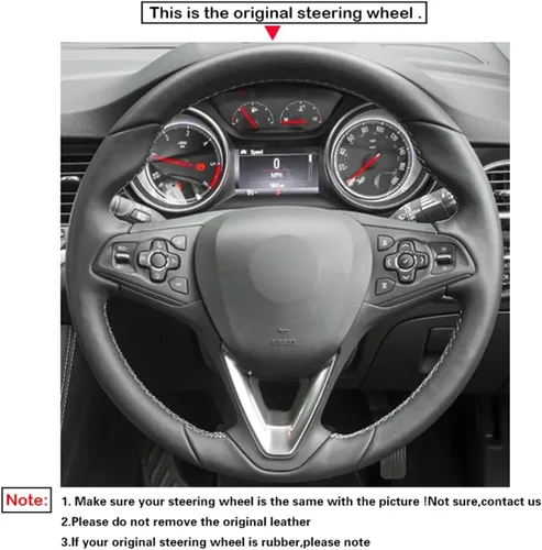 Miniatura 3 de HATHWAY Fit for Vauxhall Zafira (C) 2016-2018,Car Steering Wheel Cover,Car Black Steering Wheel Cover,Car Hand-Sewn Steering Wheel Cover Red Line