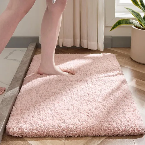 Miniatura 26 de Disolla Alfombras pequeñas para baño 17x24 antideslizante, alfombra de baño blanca esponjosa para el suelo del baño, lavable a máquina, alfombra