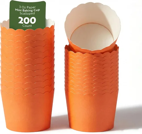 Miniatura 34 de Restaurantware Paquete de 200 moldes de papel para cupcakes de 3.38 onzas, resistentes a la grasa, festoneados para horno, elegantes tazas