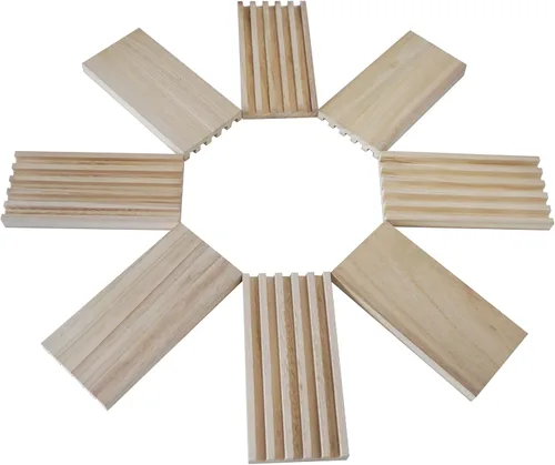 Miniatura 6 de DNB - Bandejas de madera para dominó, juego de 8 soportes, 5 ranuras por soporte, dominó no incluido
