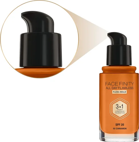 Miniatura 3 de Max Factor Facefinity - Base de maquillaje 3 en 1 All Day Flawless SPF 20#092 Canela, 7.05 onzas