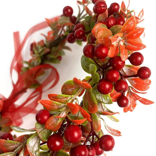 Miniatura 2 de Corona de Flores de Navidad Corona Floral de Bayas Rojas Corona de Piña Bosque Woodland Boda Diadema Banda para la Cabeza