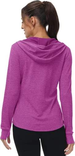 Miniatura 60 de TBMPOY Chaquetas con capucha y protección solar UPF 50+ para mujer, ligeras, de manga larga, para senderismo, exteriores, con cremallera completa