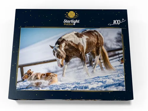 Miniatura 4 de MyPuzzle American Paint Horse On Snow - Rompecabezas de 100 piezas para adultos
