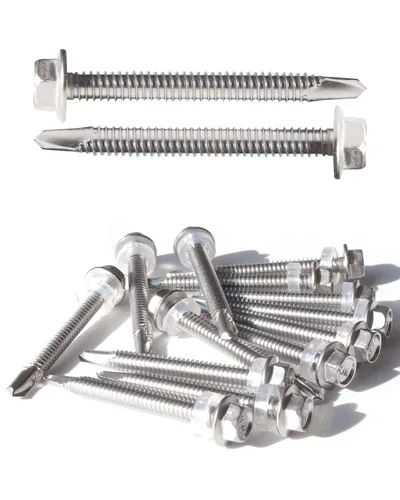 Miniatura 8 de IMScrews 100 tornillos autoperforantes de cabeza hexagonal de acero inoxidable #12 x 1, tornillos Tek de chapa de rosca completa de acero inoxidable