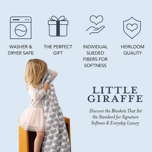 Miniatura 5 de Little Giraffe Luxe Manta para Bebé – 29x35" Borde de Satén, Heart Army Silver Ultra-Suave, Hipoalergénica Manta para Cochecito y Guardería