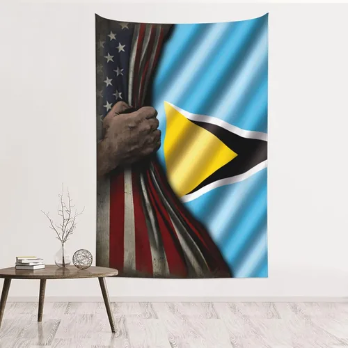Miniatura 12 de Tapiz de mitad de bandera estadounidense y bandera de Jamaica de 60 x 40 pulgadas, divertido tapiz estético, arte de pared para dormitorio, sala