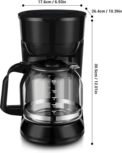 Miniatura 2 de LovingStar Cafetera de goteo de 12 tazas, apagado automático, control de temperatura, 1.8L, color negro