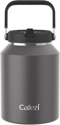 Miniatura 16 de Vaso de 30 onzas con tapa y pajita, vasos de acero inoxidable con aislamiento al vacío con pajita plegable y asa superior, botella de agua aislada