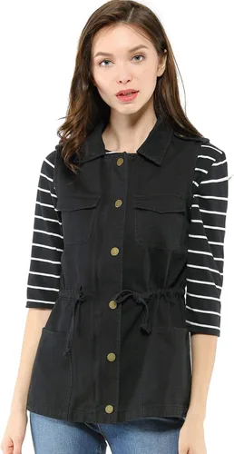 Miniatura 4 de Allegra K Chaqueta para mujer sin mangas con cierre, utilitaria, anorak, para uso en campo, chaleco de carga