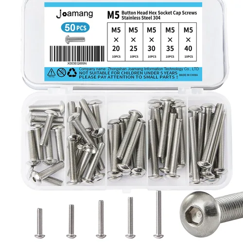 Miniatura 12 de M5 x 10 mm, 14 mm, 18 mm, 20 mm, 25 mm Tornillos de cabeza hexagonal, Acero inoxidable 304, unidad hexagonal Allen métrica, acabado brillante
