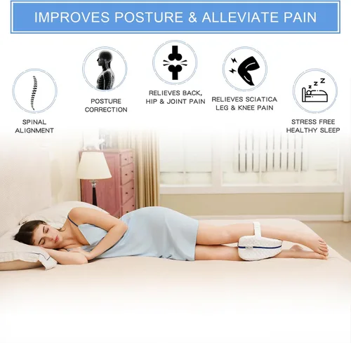 Miniatura 6 de BEAUTRIP Almohada de rodilla para dormir de lado, almohadón de espuma viscoelástica con contorno de cuña, cojín de apoyo con funda lavable