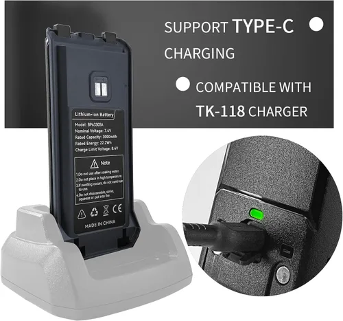 Miniatura 3 de Batería TK118, original TK11 (8) Radios Batería de repuesto 3000mAh USB-C recargable para Walkie Talkies UV-TK118 y radios portátiles