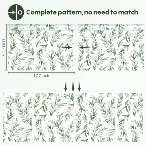Miniatura 6 de Beautyhero Papel tapiz autoadhesivo para despegar y pegar de 17.7 x 590.5 pulgadas, papel de contacto floral con hojas de color verde oliva, papel