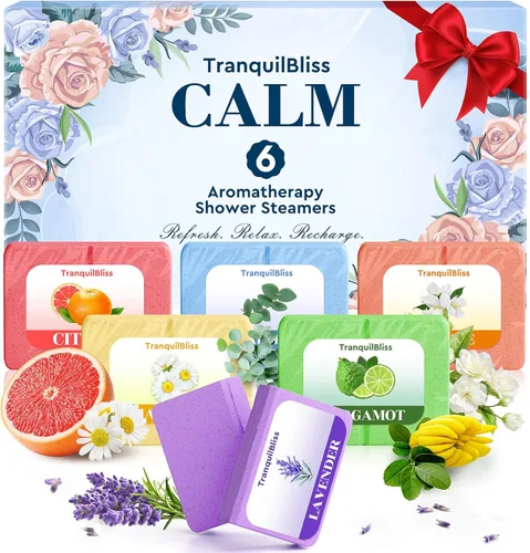 TranquilBliss - Vaporizadores de ducha con fragancia natural, paquete de 6 equivale a 12 vaporizadores de ducha, regalos para el Día de San
