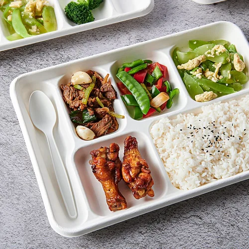Miniatura 6 de Vplus Platos 100% compostables con 6 compartimentos, paquete de 90 platos de papel con compartimentos, bandejas desechables de 12.5 x 8.6 pulgadas 6