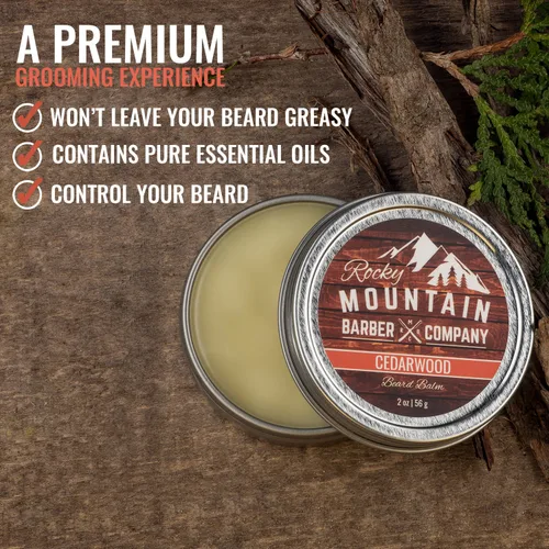 Miniatura 2 de Bálsamo para la barba Rocky Mountain Barber, 100% natural, mezcla de cera de alta calidad con esencia de cedro, cera de abejas rica en nutrientes