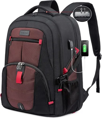 LOVEVOOK Mochila de viaje para laptop con cerradura y de 17 pulgadas para computadora, para negocios, trabajo, escuela, universidad, para hombres,