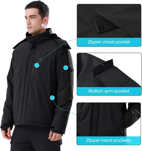 Miniatura 4 de CAMEL CROWN - Chaqueta de invierno para hombre, impermeable, chaqueta de esquí con forro polar cálido, resistente al viento, para nieve, lluvia