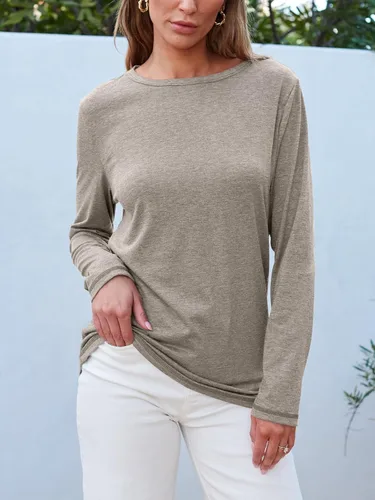 Miniatura 32 de SUNBS Paquete de 3 camisas de manga larga para mujer, ajuste holgado, ropa de otoño, ropa de moda 2025, camisetas básicas de entrenamiento, trajes