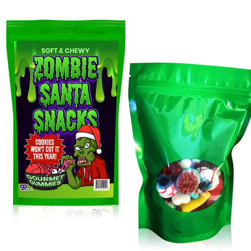 Miniatura 4 de Zombie Santa Snacks - Gomitas de gomitas gourmet para niños - Divertido regalo de Navidad espeluznante de zombi - Ojos masticables, cerebros, dedos