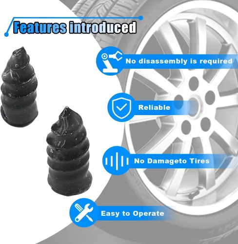 Miniatura 3 de BDZMC 60 clavos de goma para reparación de neumáticos, kit de herramientas de reparación de pinchazos de neumáticos con destornillador, tapón