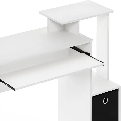Miniatura 4 de Furinno Econ - Escritorio multiusos para computadora de oficina en casa, color blanco y negro Blanco/Negro
