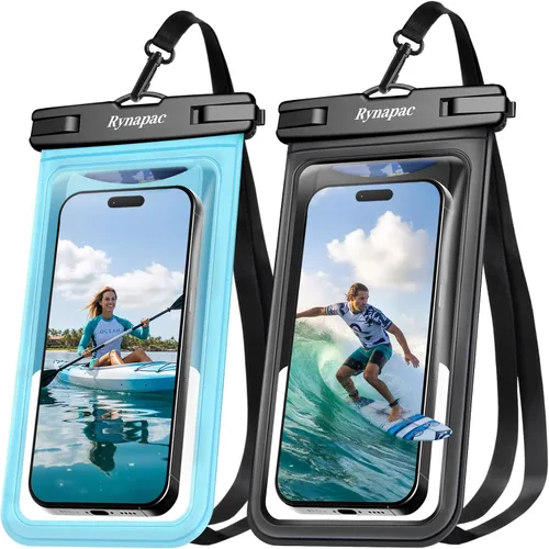Miniatura 22 de Rynapac Funda impermeable para teléfono [hasta 8.5 pulgadas], paquete de 2, funda impermeable IPX8 con cordón para iPhone 17, 16, 15 Pro Max