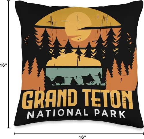 Miniatura 4 de Grand Teton Wyoming National Park Souvenir Hiking Grand Teton Camping National Park Souvenir Wyoming Buffalo - Almohada de 16 x 16 pulgadas