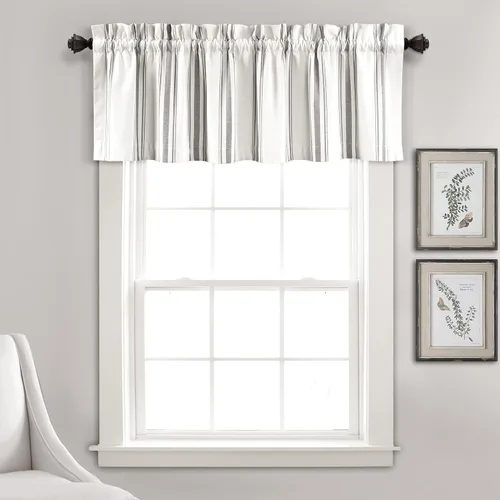 Miniatura 11 de Lush Decor Farmhouse Stripe - Par de paneles de cortinas de ventana de algodón reciclado ecológico teñido en hilo a rayas, 42" A x 63" L, Negro