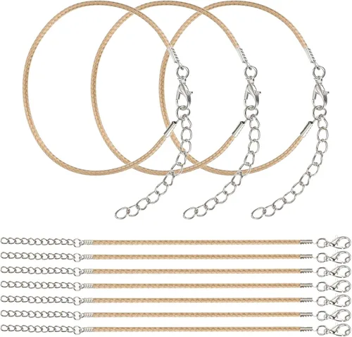 Miniatura 12 de MECCANIXITY 10 cordones de pulsera verde militar, pulsera de amistad ajustable de 9 pulgadas, cordón de poliéster encerado de 0.059 in con cierre