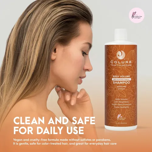 Miniatura 5 de COLURE Champú de volumen corporal, 33 onzas líquidas, lavado voluminizador para cabello fino y delgado, limpiador sin sulfatos sin