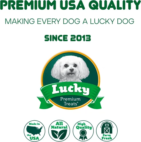 Miniatura 6 de Lucky Premium Treats Golosinas para perros envueltas en pollo, palitos de piel crudos hechos en Estados Unidos para perros de tamaño extra grande